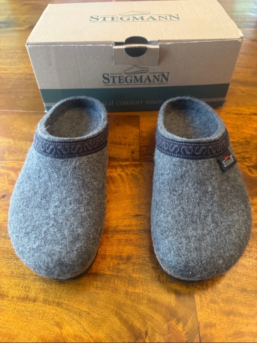 Stegmann Gray Felt Clog Mules